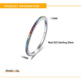 925 Silver Colorful CZ Thin Finger Rings Stack-able for Women