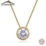 Kameraon 925 Sterling Silver Round Diamond Necklace