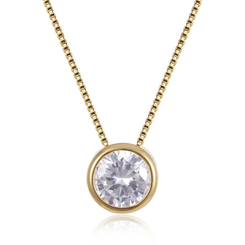 Kameraon 925 Sterling Silver Round Diamond Necklace