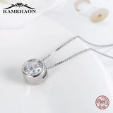 Kameraon 925 Sterling Silver Round Diamond Necklace