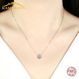 Kameraon 925 Sterling Silver Round Diamond Necklace