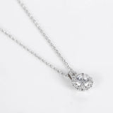 925 Sterling Silver Round Diamond Necklace for Women