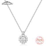 925 Sterling Silver Round Diamond Necklace for Women