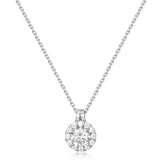925 Sterling Silver Round Diamond Necklace for Women