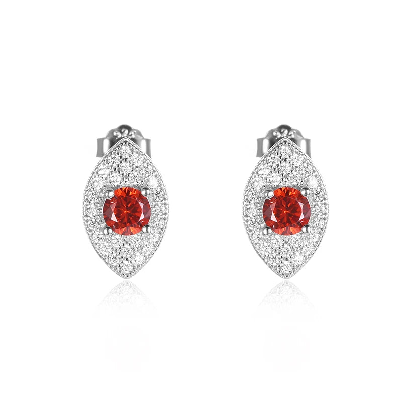 Kameraon Classic Ruby Lab Diamond Stud Earrings 925 Silver Red Gemstone