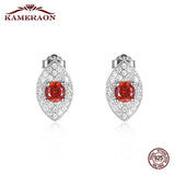 Kameraon Classic Ruby Lab Diamond Stud Earrings 925 Silver Red Gemstone