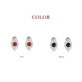 Kameraon Classic Ruby Lab Diamond Stud Earrings 925 Silver Red Gemstone