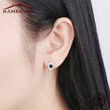 Kameraon Classic Ruby Lab Diamond Stud Earrings 925 Silver Red Gemstone