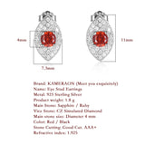 Kameraon Classic Ruby Lab Diamond Stud Earrings 925 Silver Red Gemstone