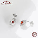 Kameraon Classic Ruby Lab Diamond Stud Earrings 925 Silver Red Gemstone
