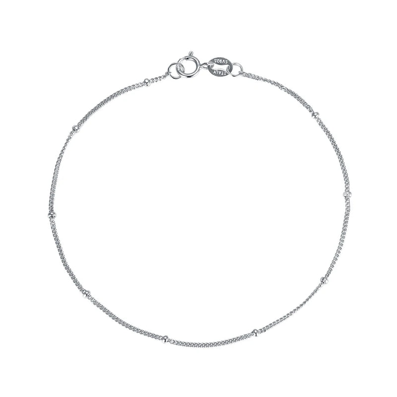 S925 Sterling Silver Spacer Bead Chain Bracelet for Women