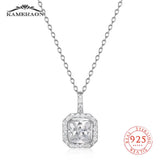 925 Silver Zircon Square Pendant Wedding Party Jewelry