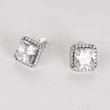 Vintage Square Zircon Stud Earrings - Fine Jewelry for Women Girls