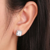 Vintage Square Zircon Stud Earrings - Fine Jewelry for Women Girls