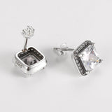 Vintage Square Zircon Stud Earrings - Fine Jewelry for Women Girls