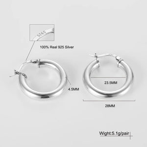 925 Silver Circle Hoop Earrings Punk Party Jewelry Gift