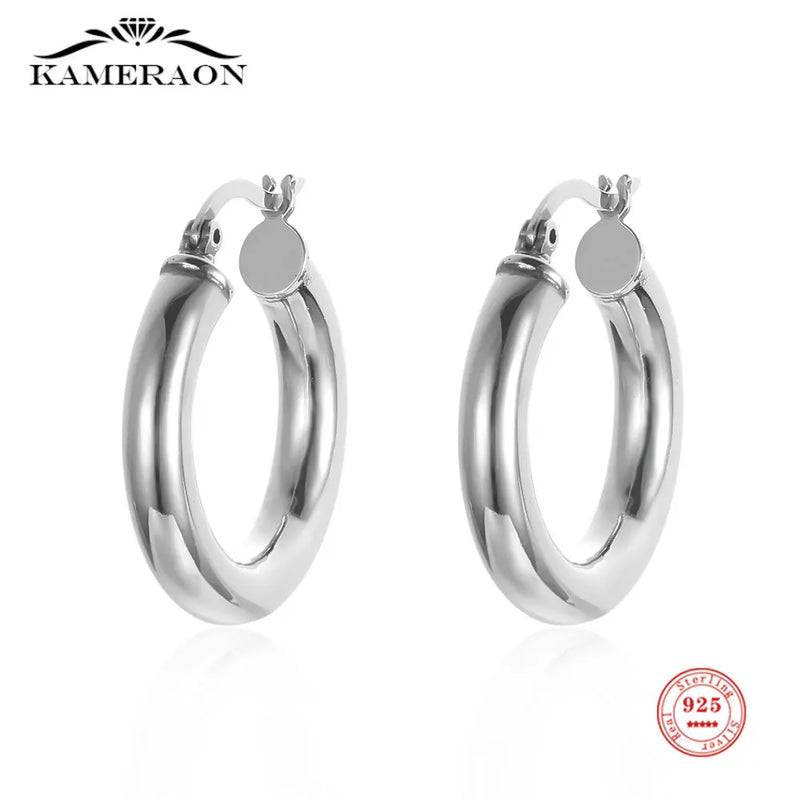 925 Silver Circle Hoop Earrings Punk Party Jewelry Gift