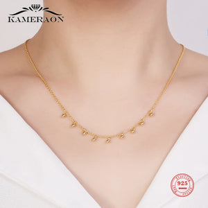 925 Sterling Silver Bead Chain Necklace for Women Wedding Party