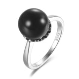 Vintage S925 10mm Pearl Finger-ring for Women Couple Lady's Ring