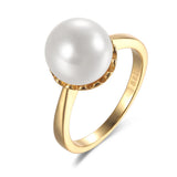 Vintage S925 10mm Pearl Finger-ring for Women Couple Lady's Ring