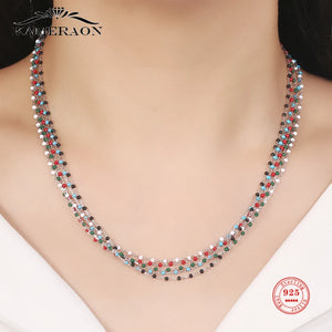 Kameraon S925 Silver Dripping Oil Beads Necklace 5 Colors
