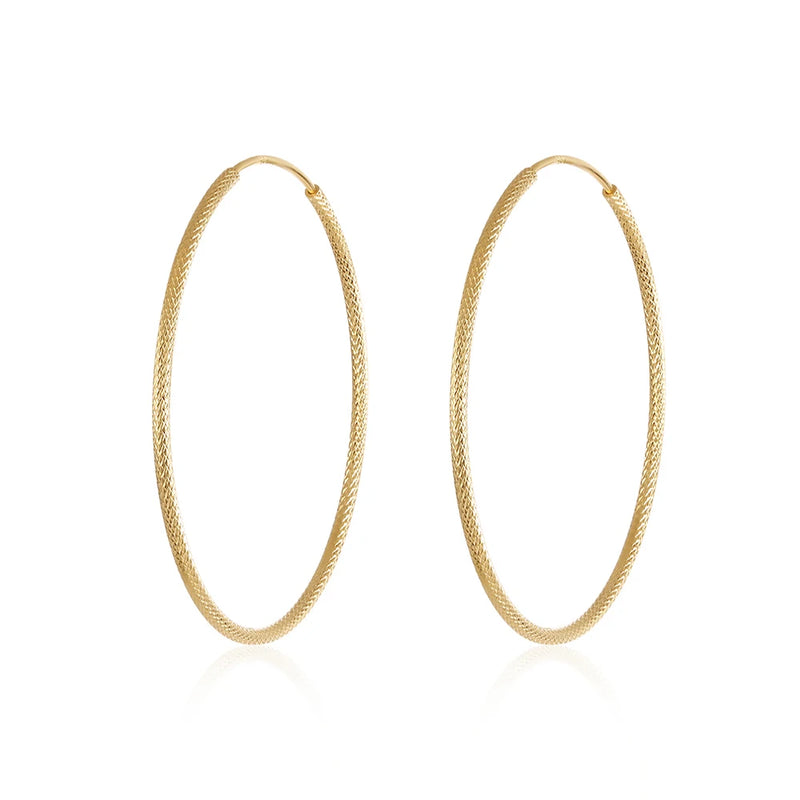 Sparkle Silver 925 Real 40mm Hoop Earrings for Women
