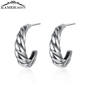 Vintage S925 Sterling Silver Twist Earring for Women