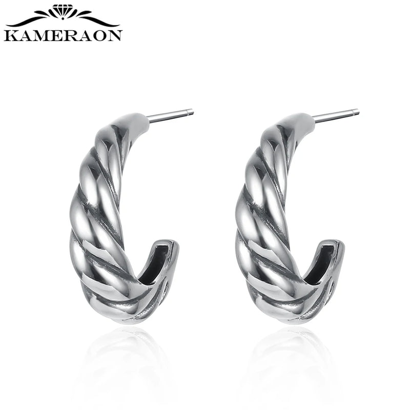 Vintage S925 Sterling Silver Twist Earring for Women