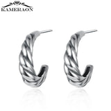 Vintage S925 Sterling Silver Twist Earring for Women