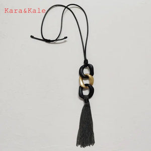 Boho Tassel Necklace Acrylic Chain Pendant Rope Necklace Women's Jewelry
