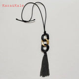 Boho Tassel Necklace Acrylic Chain Pendant Rope Necklace Women's Jewelry