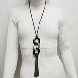 Boho Tassel Necklace Acrylic Chain Pendant Rope Necklace Women's Jewelry