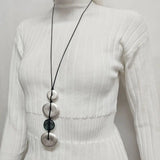 Boho Long Pendant Silver Necklace Hand Woven Ethnic Jewelry