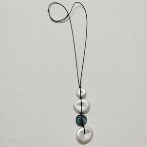 Boho Long Pendant Silver Necklace Hand Woven Ethnic Jewelry