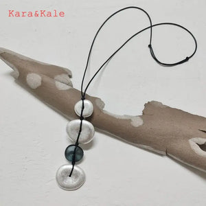 Boho Long Pendant Silver Necklace Hand Woven Ethnic Jewelry