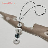 Boho Long Pendant Silver Necklace Hand Woven Ethnic Jewelry