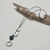 Boho Long Pendant Silver Necklace Hand Woven Ethnic Jewelry