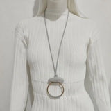 Long Stone Pendant Necklace Boho Hand Braided Minimalist Jewelry
