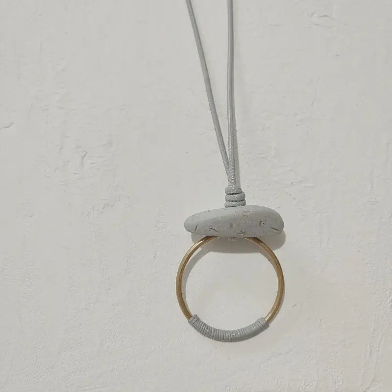 Long Stone Pendant Necklace Boho Hand Braided Minimalist Jewelry