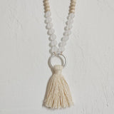 Kara&Kale Pendant Tassel Necklace Wooden Bead Resin Jewelry