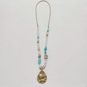 Kara&Kale Drop Pendant Natural Stone Jewelry Beaded Necklace