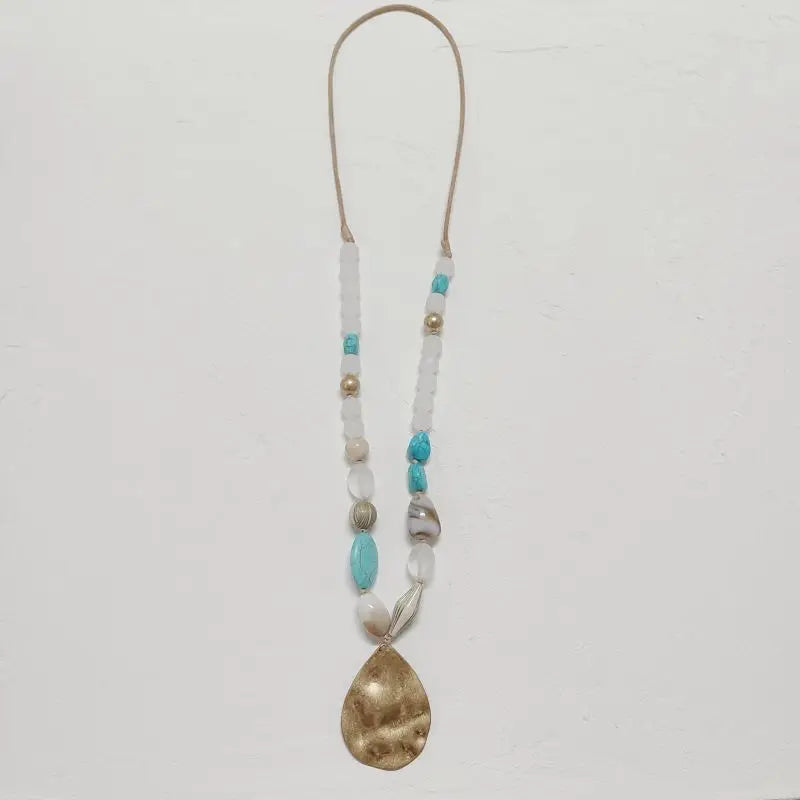 Kara&Kale Drop Pendant Natural Stone Jewelry Beaded Necklace