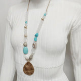 Kara&Kale Drop Pendant Natural Stone Jewelry Beaded Necklace