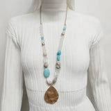 Kara&Kale Drop Pendant Natural Stone Jewelry Beaded Necklace