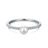 Minimalist Barak Pearl Ring for Women in Sterling Silver
