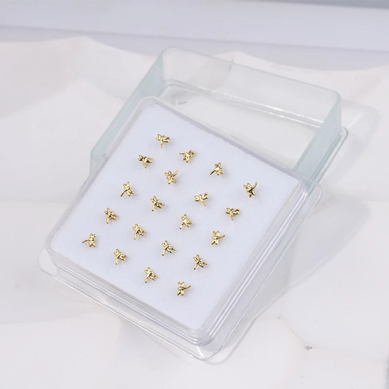 Karnoz 20Pcs Nose Stud Dragonfly Piercing Nostril Jewelry