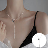 Karopel 925 Sterling Silver Round Necklace Tassel Sweater Chain