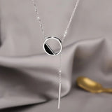 Karopel 925 Sterling Silver Round Necklace Tassel Sweater Chain