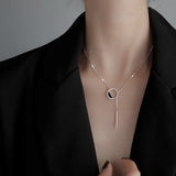 Karopel 925 Sterling Silver Round Necklace Tassel Sweater Chain