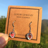 Karopel 925 Silver Earrings Rainbow Moon Stone Natural Semi-Precious Stones